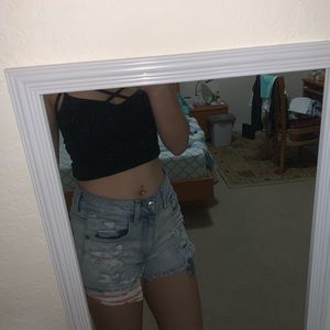 Acid Wash Ripped Shorts